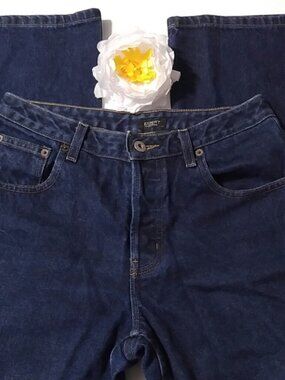 Expert by Evergreen SZ 6L 100% Cotton Button Fly Dark Wash Boyfriend Jeans
